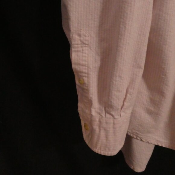 TOMMY HILFIGER | xl - extra large | Pink and White Striped Dress Shirt W/ Pocket - Picture 6 of 14